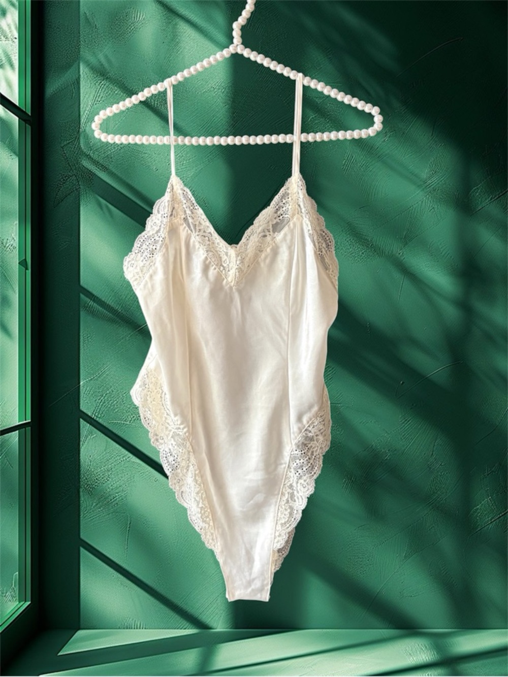 VTG Fantasies Morgan Taylor Ivory Cream Satin Lace Teddy Bodysuit Size S